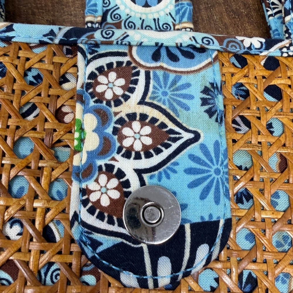Vera Bradley Bali Blue Tiki Tote Rattan Straw Beach Bag Retired 2009 - Picture 12 of 16